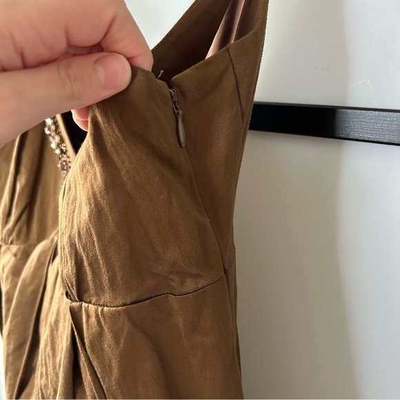 [6] Laundry by Design Metallic Brown Tulle Tulip Mini Dress Bejewelled Neckline - Picture 7 of 12